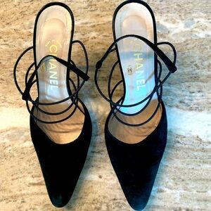 Black Suade CHANEL heels size 38.5